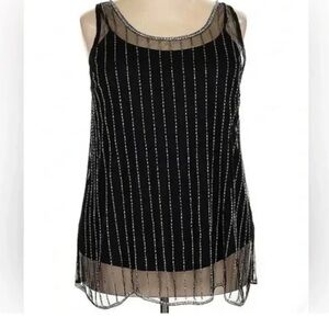 Lane Bryant Black Tank Top with Metallic Stripes ✨